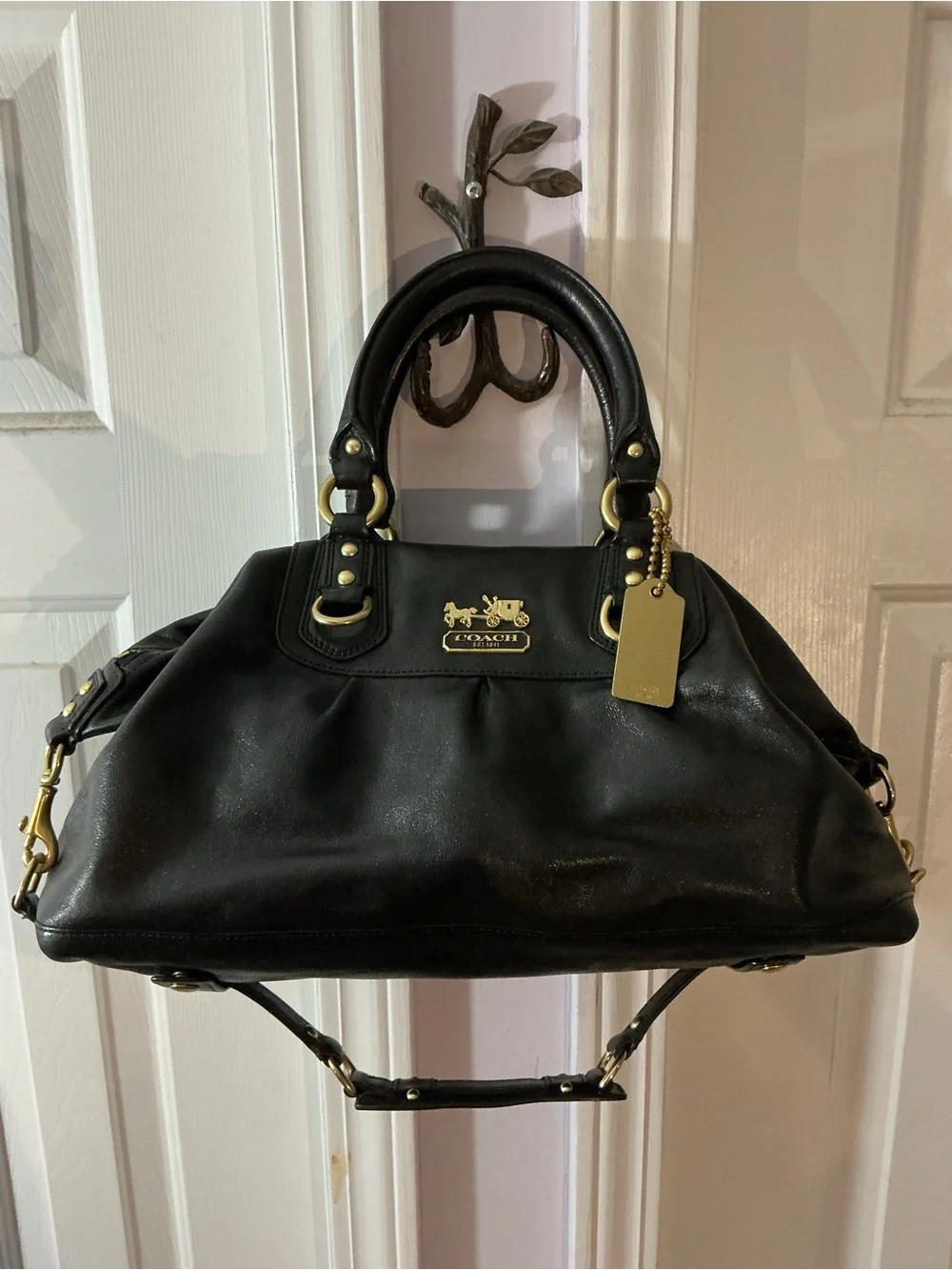 Authentic Coach Madison Audrey Black Leather Satchel